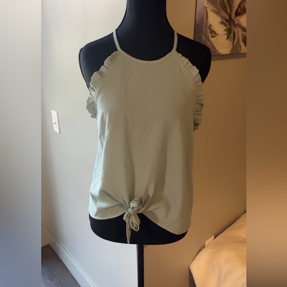 Mine Light Blue Ruffle Tank Top